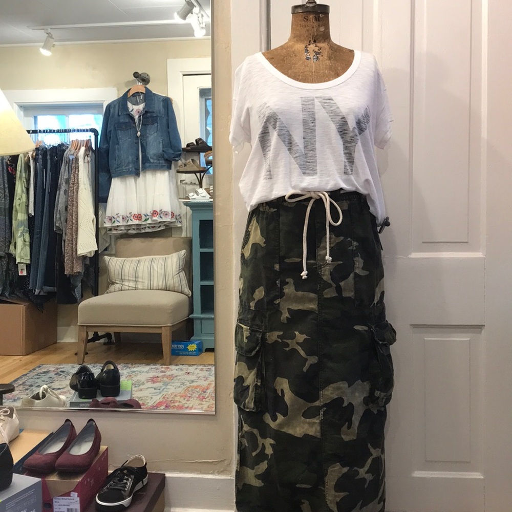 Free People Camouflage Maxi Skirt